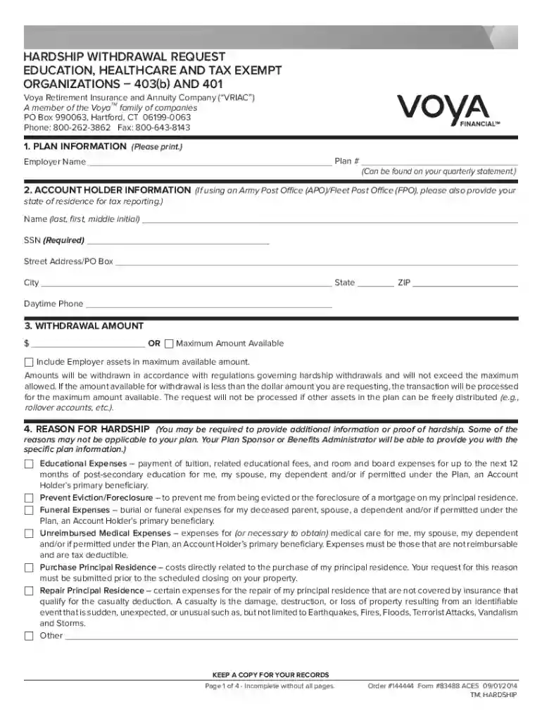 voya termination withdrawal Preview on Page 1