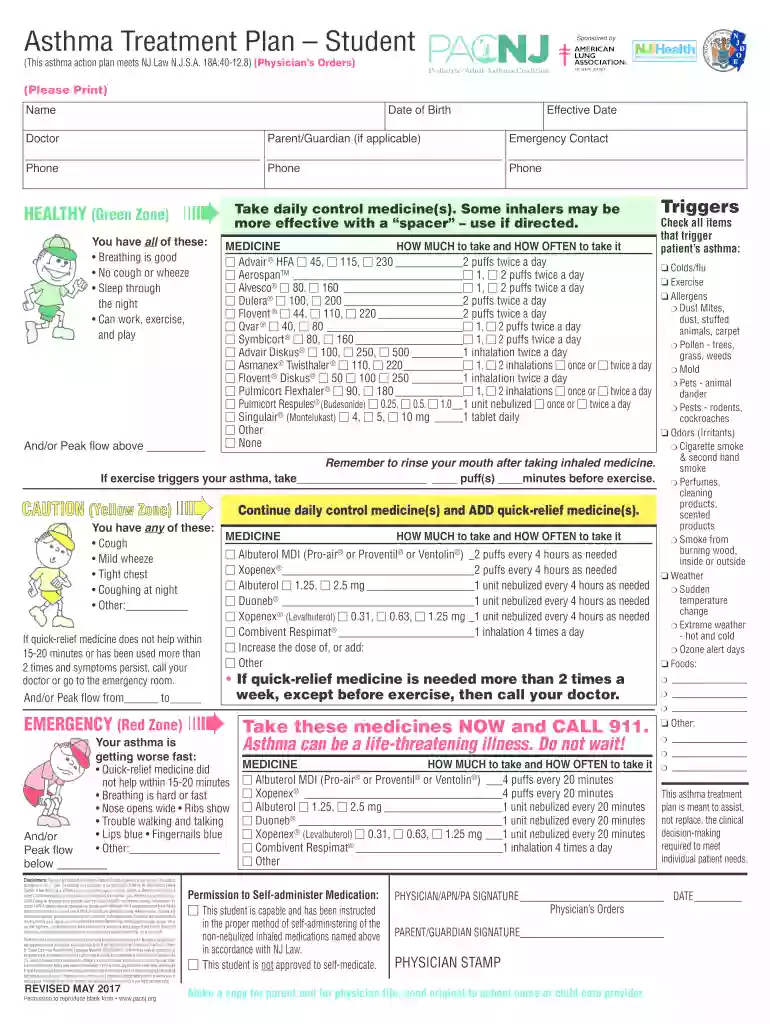 asthma treatment plan Preview on Page 1