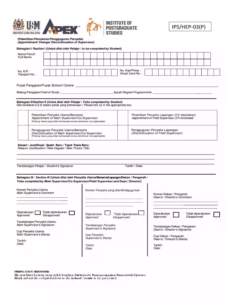 Appointment Change Of Supervisor - SPS UTM Preview on Page 1