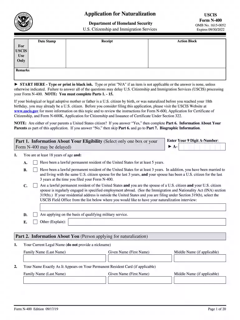 download n400 2019 Preview on Page 1
