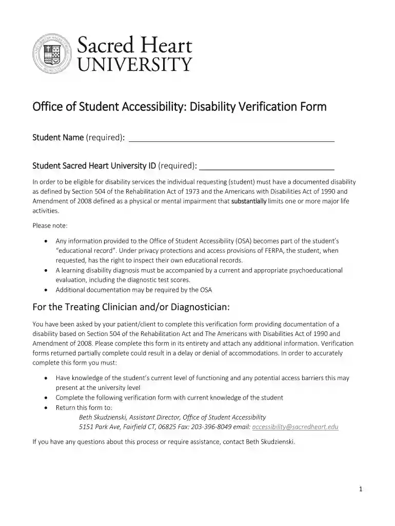 sacred heart university disability Preview on Page 1