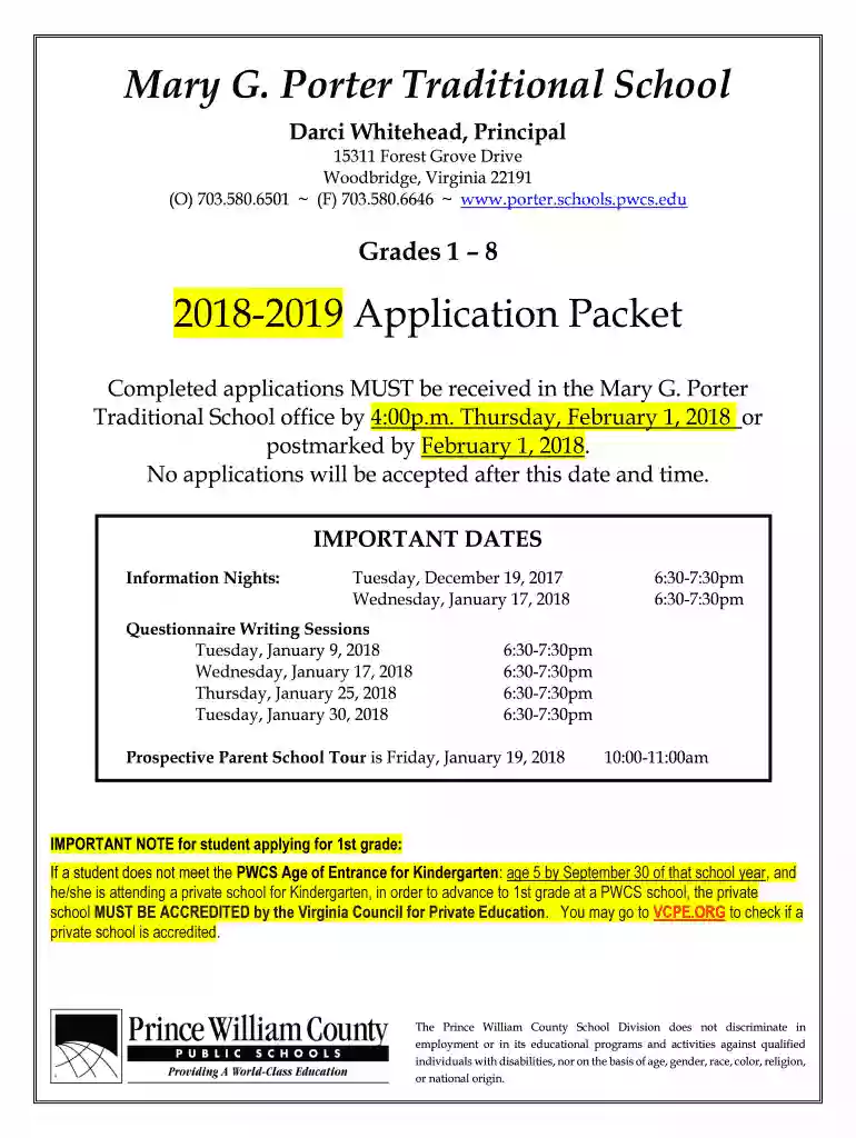 mary g porter application Preview on Page 1