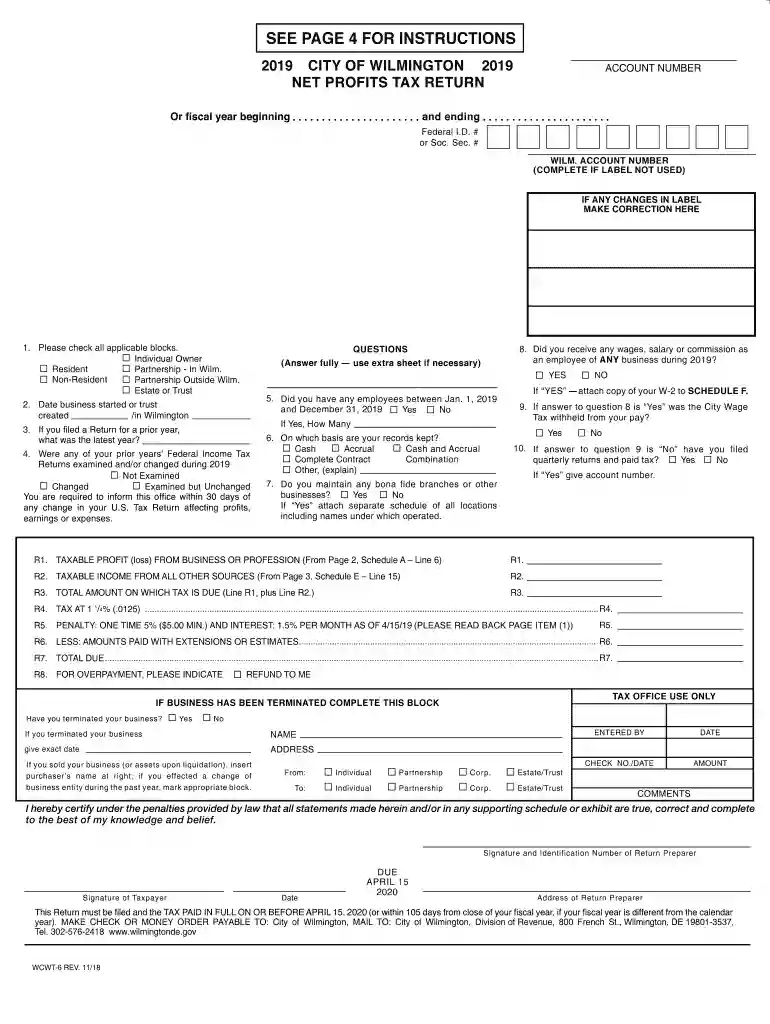 city of wilmington form wcwt 1 Preview on Page 1