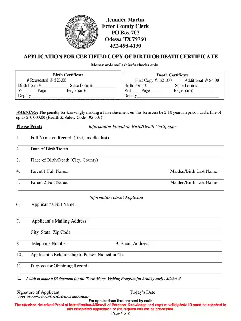 texas vital records Preview on Page 1