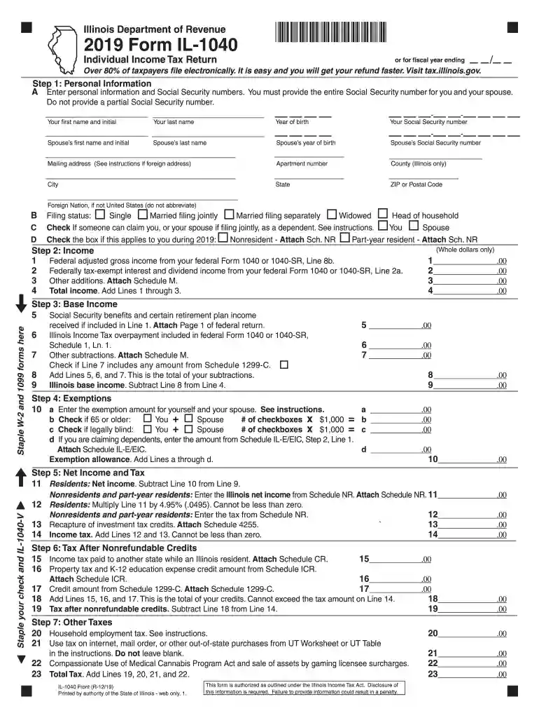 2019 form il 1040 Preview on Page 1