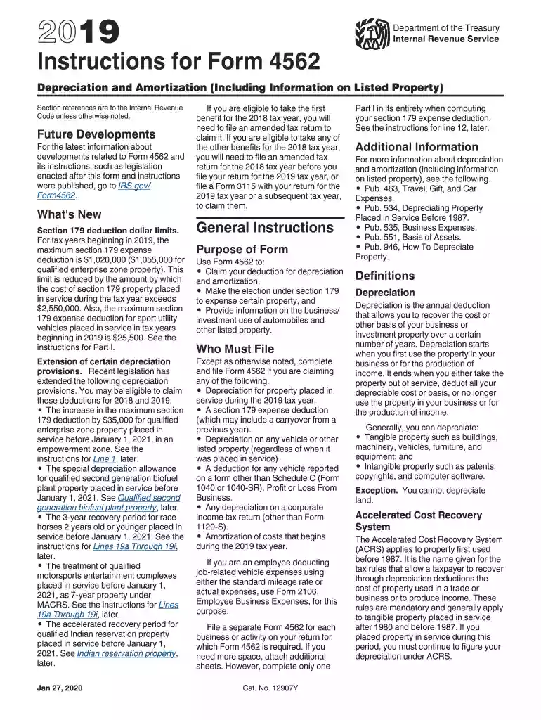 form 4562 Preview on Page 1