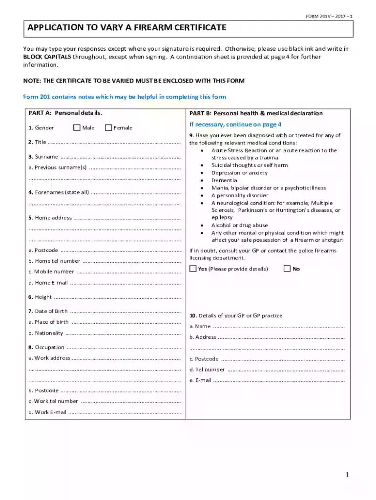 firearms variation form police scotland Preview on Page 1