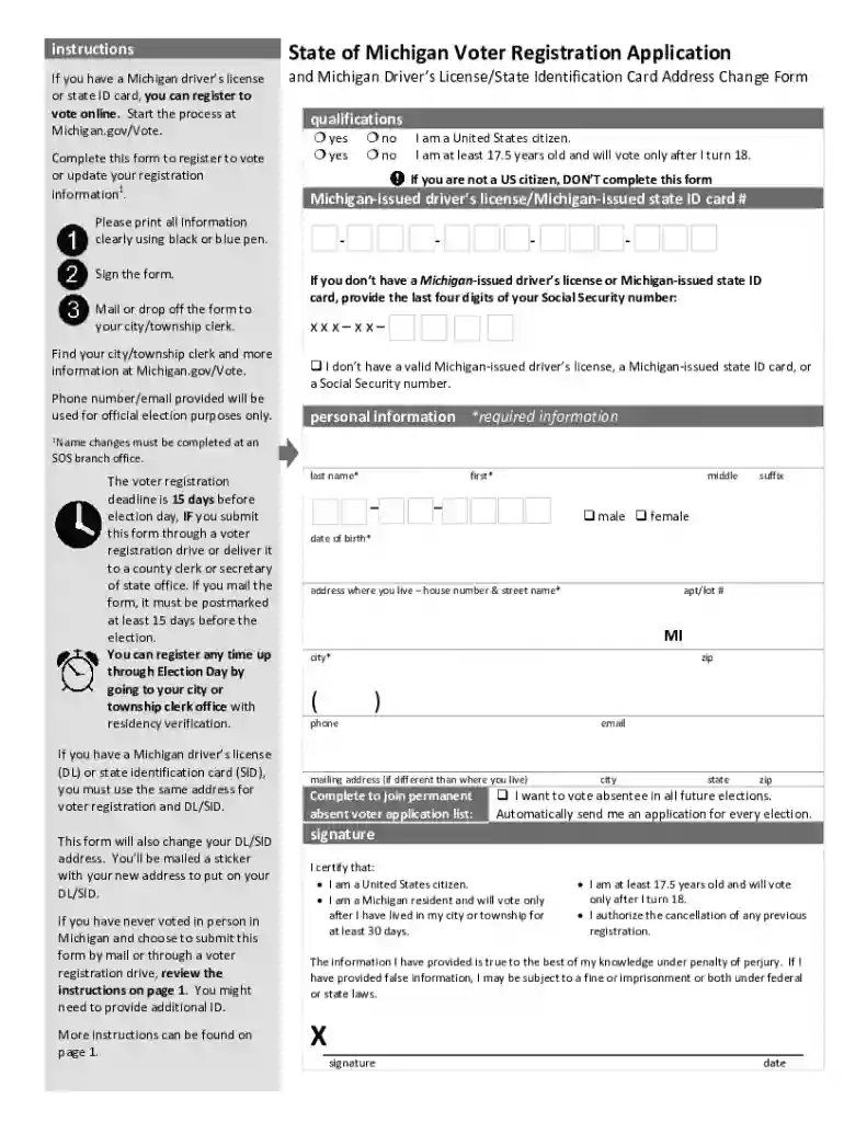 michigan form voter Preview on Page 1