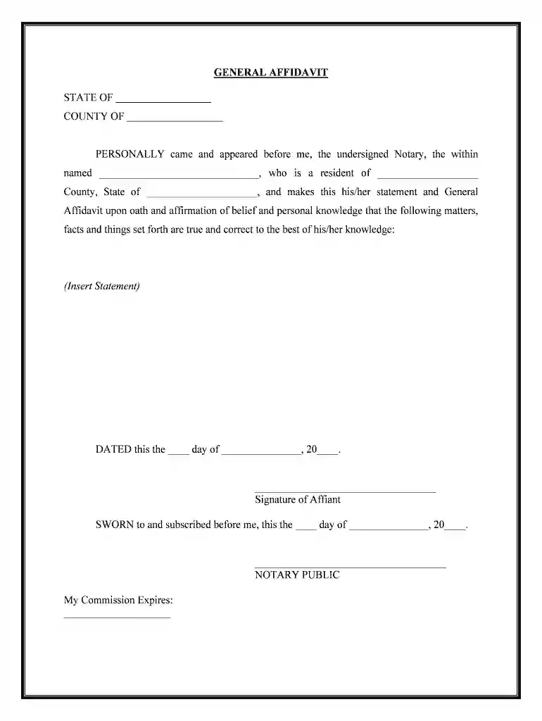Affidavit - General Preview on Page 1