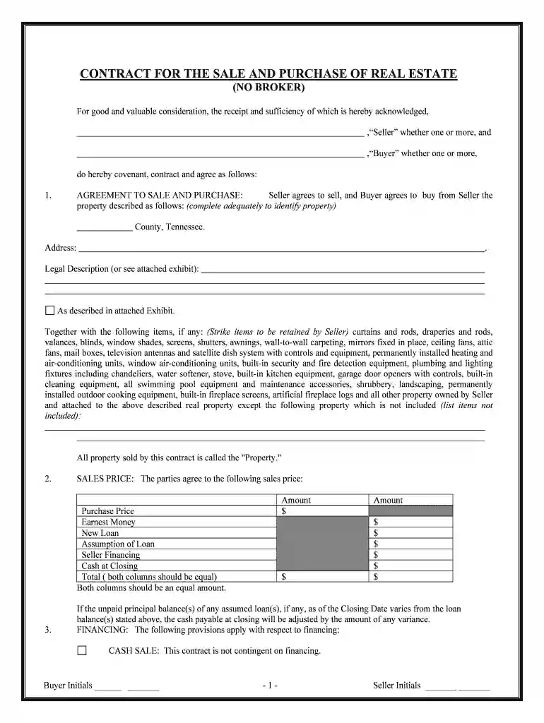 contract sale purchase real estate Preview on Page 1