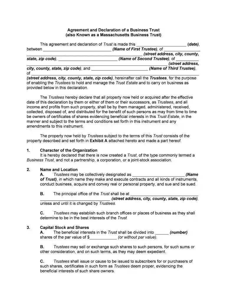 business trust template Preview on Page 1