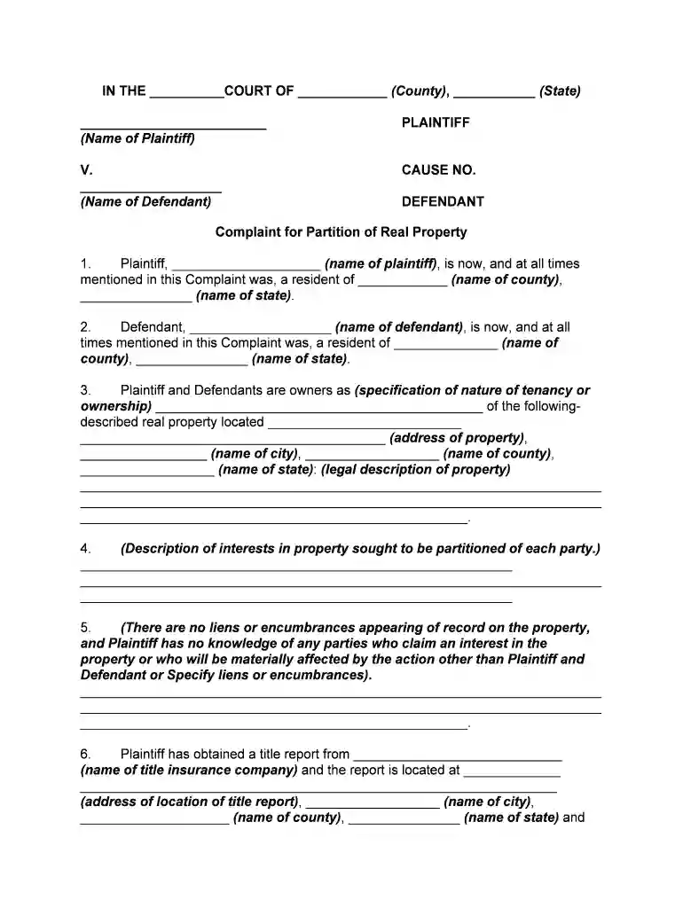 free letter warning of partition action Preview on Page 1