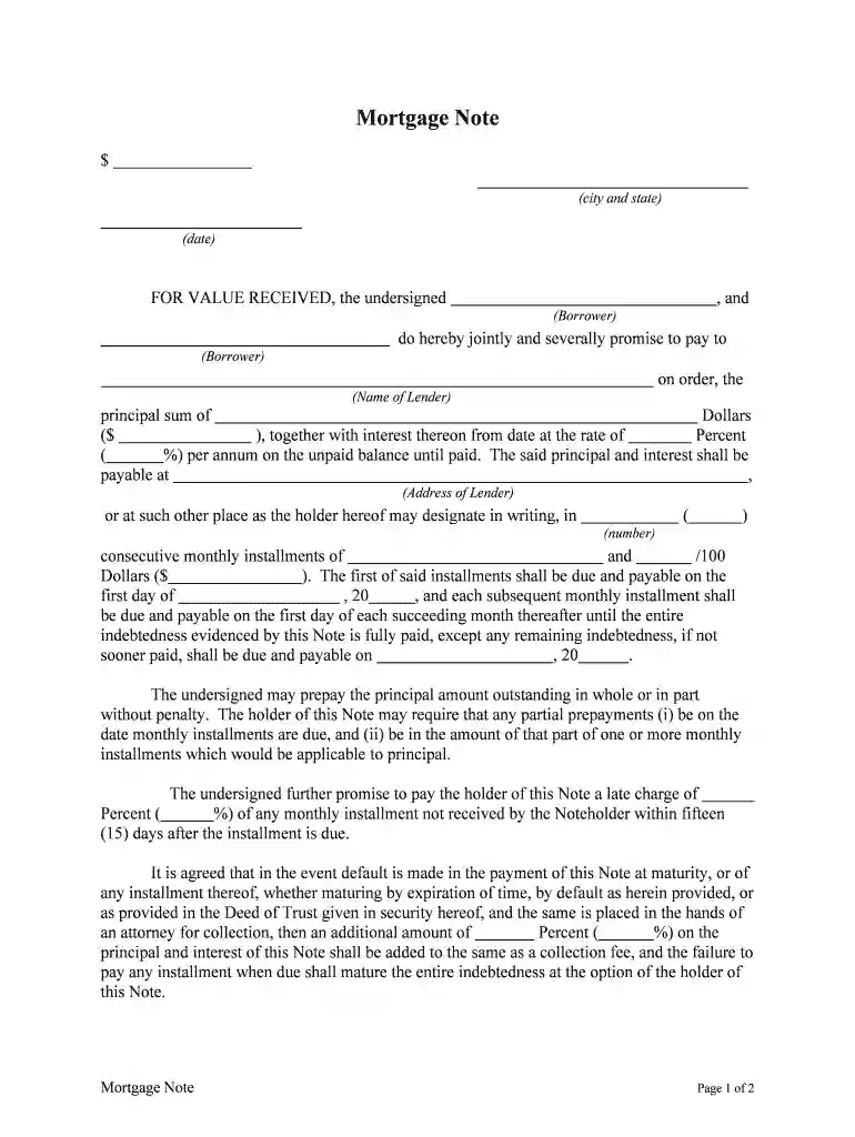 mortgage form Preview on Page 1