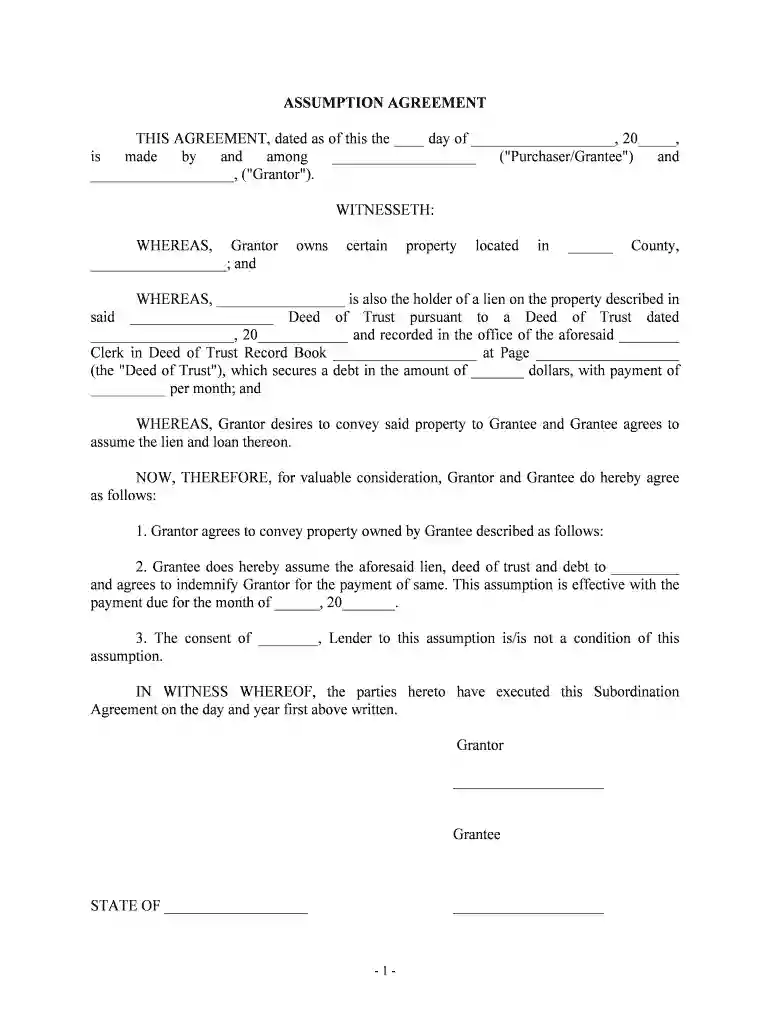 assumption agreement Preview on Page 1
