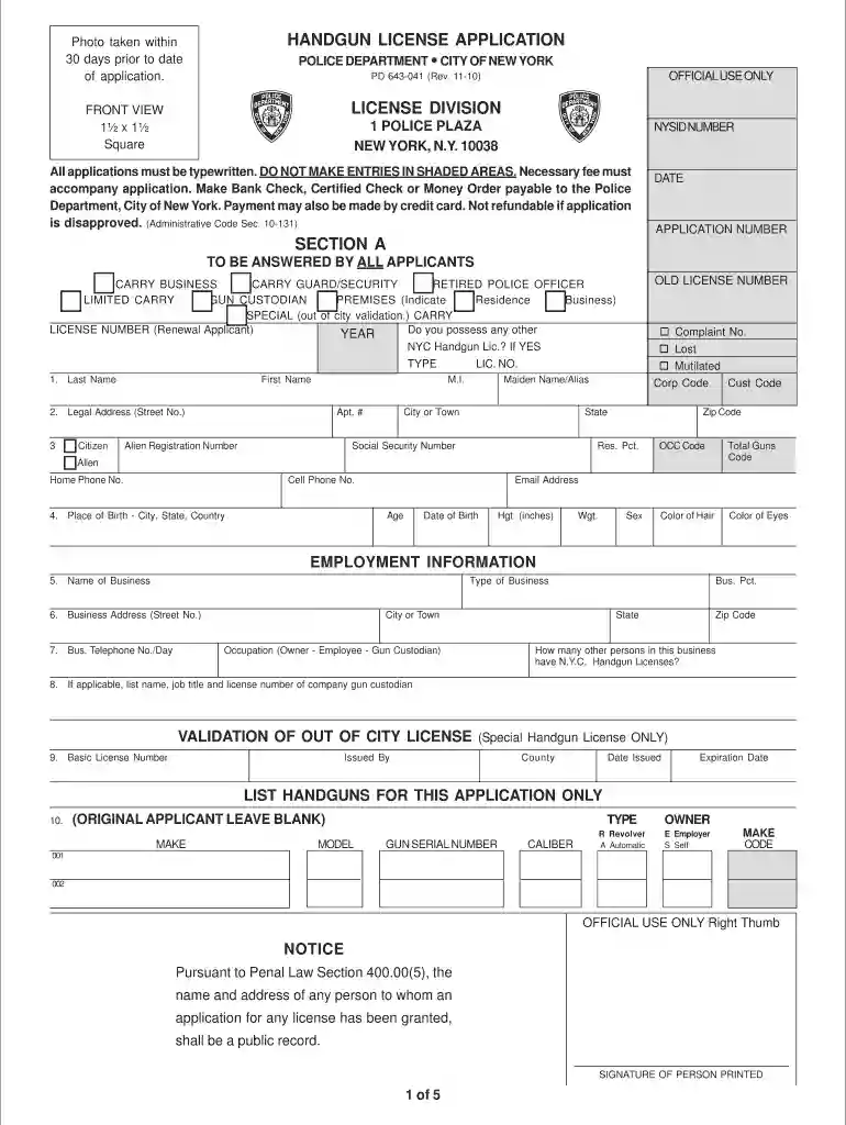 handgun license Preview on Page 1