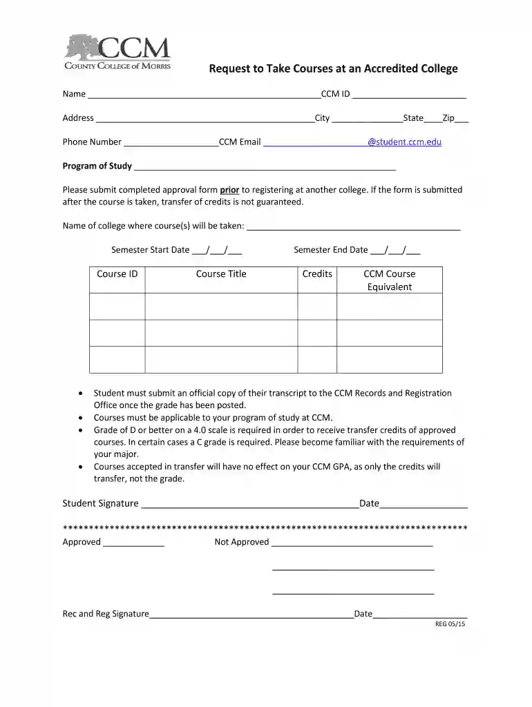ccm transcript request Preview on Page 1