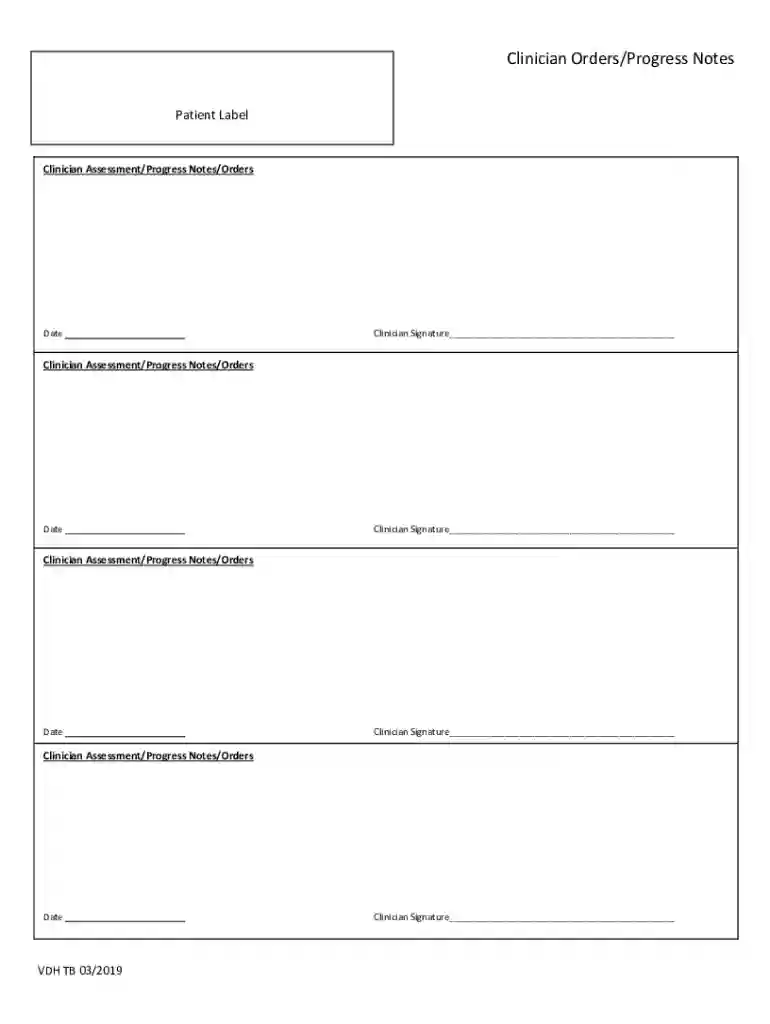 Clinician Progress Notes Form Preview on Page 1