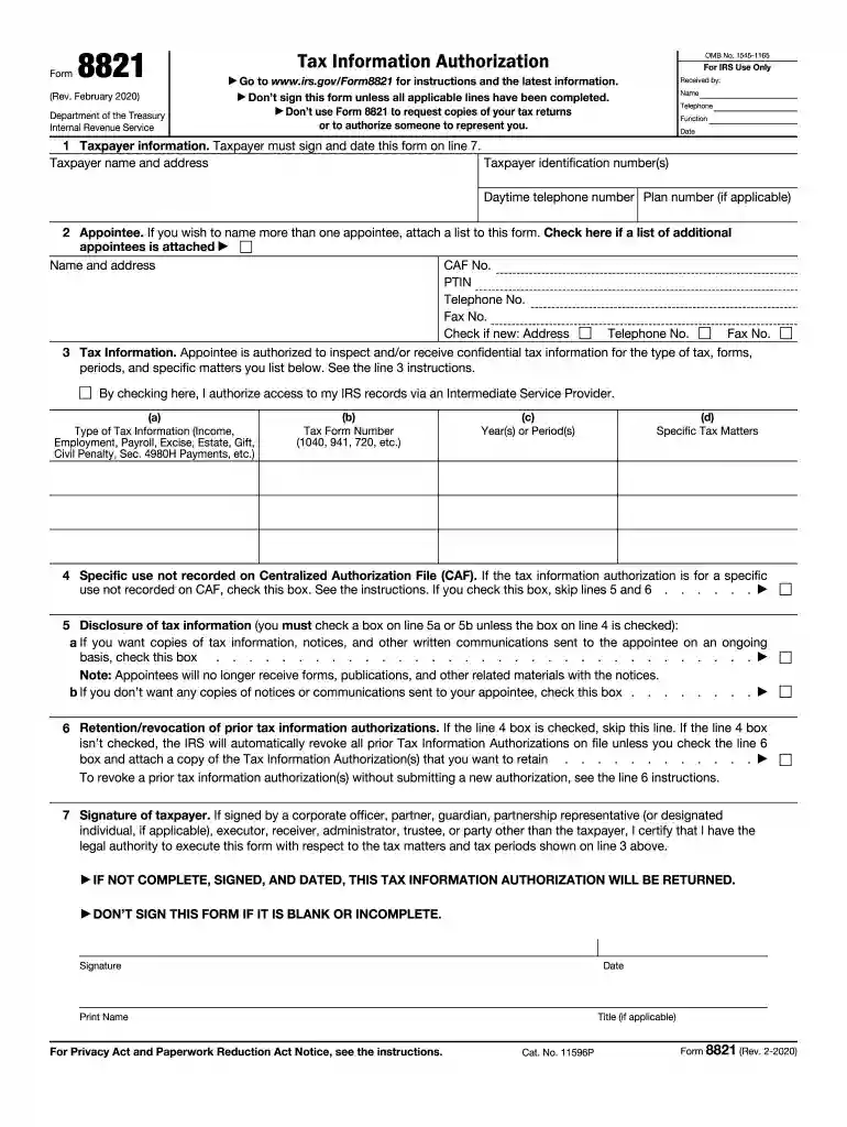 irs form 8821 online Preview on Page 1