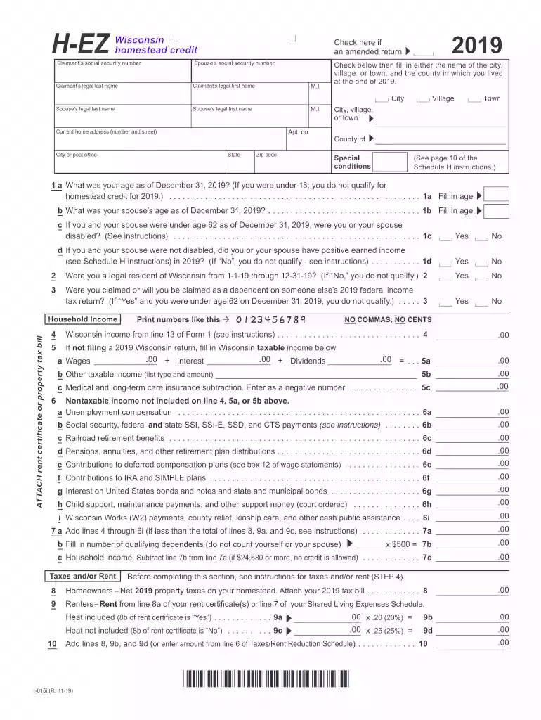 wisconsin homestead credit form 2023 Preview on Page 1