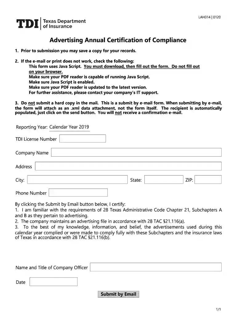 compliance certificate Preview on Page 1
