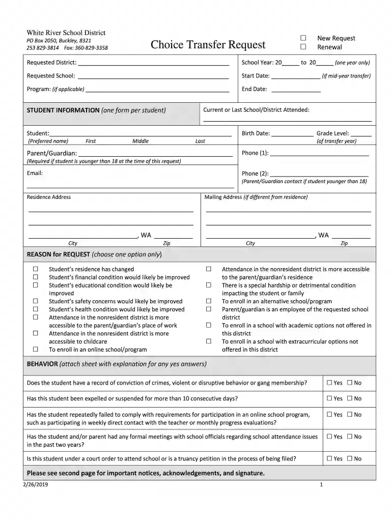 wa choice transfer request Preview on Page 1