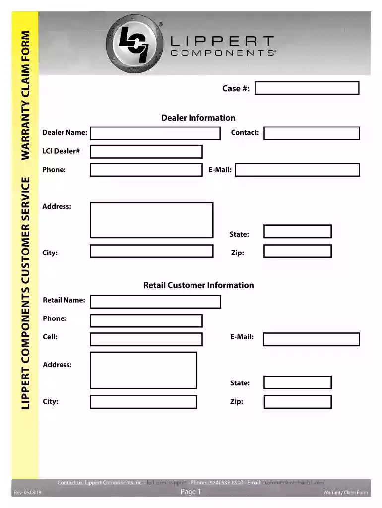 lippert warranty form Preview on Page 1