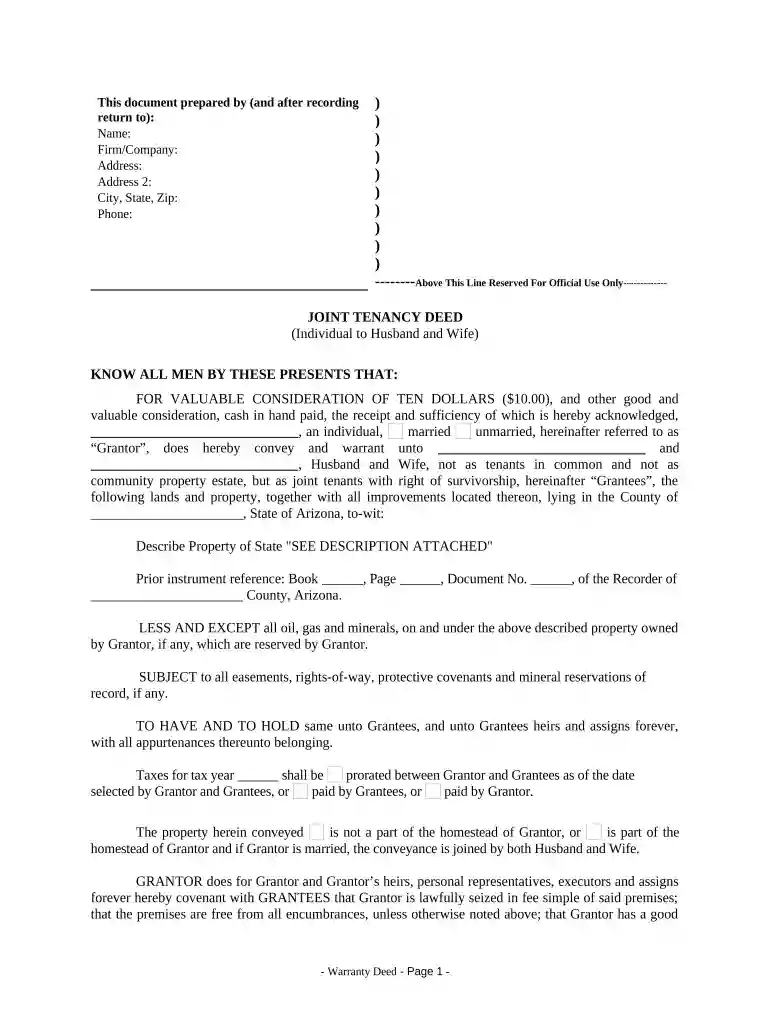joint tenancy deed Preview on Page 1