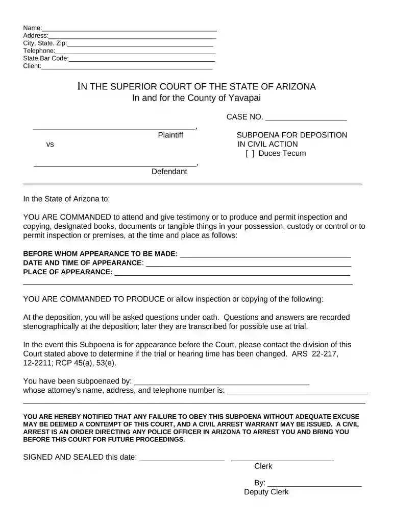 arizona subpoena Preview on Page 1