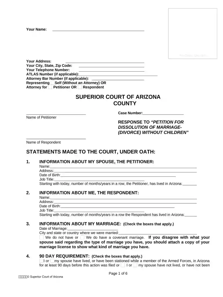 arizona dissolution marriage Preview on Page 1