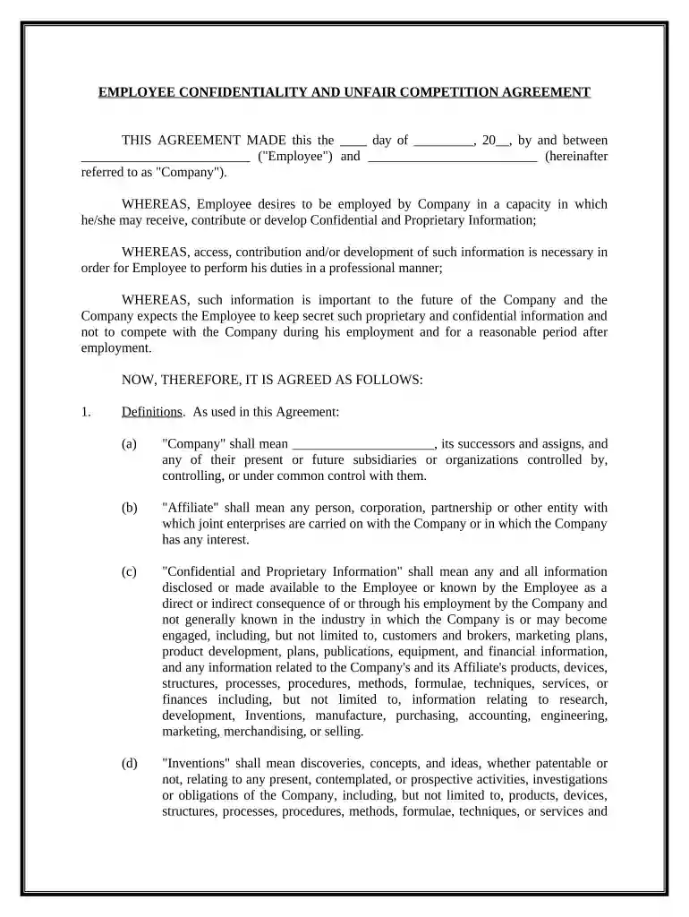 employee confidentiality Preview on Page 1