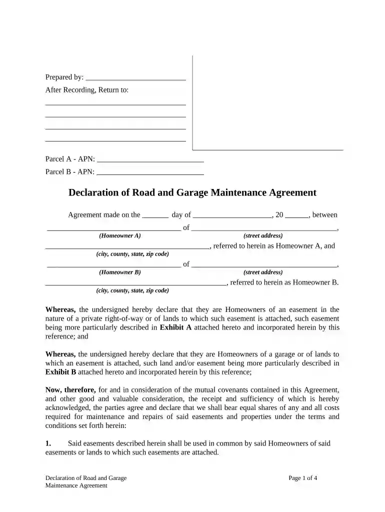 road maintenance agreement Preview on Page 1