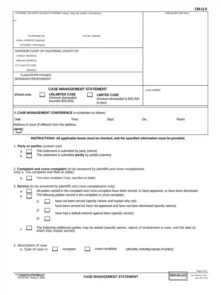 ca case form Preview on Page 1