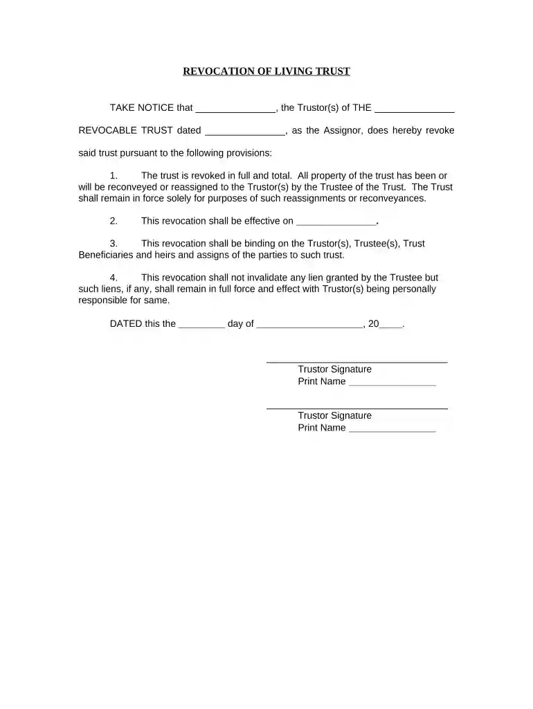 trust revocation declaration Preview on Page 1