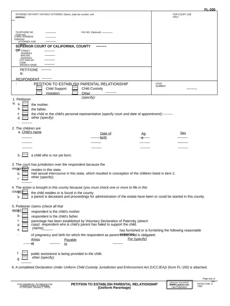 ca parental form Preview on Page 1