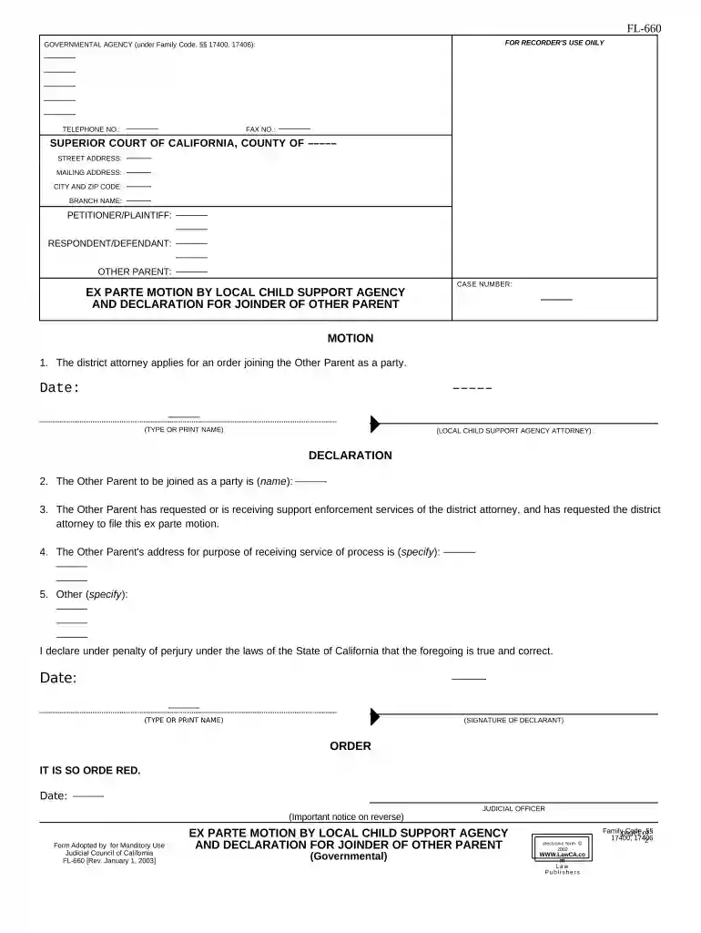 ex parte motion Preview on Page 1