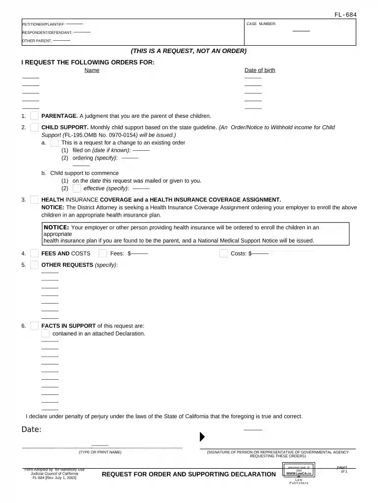 california declaration form Preview on Page 1