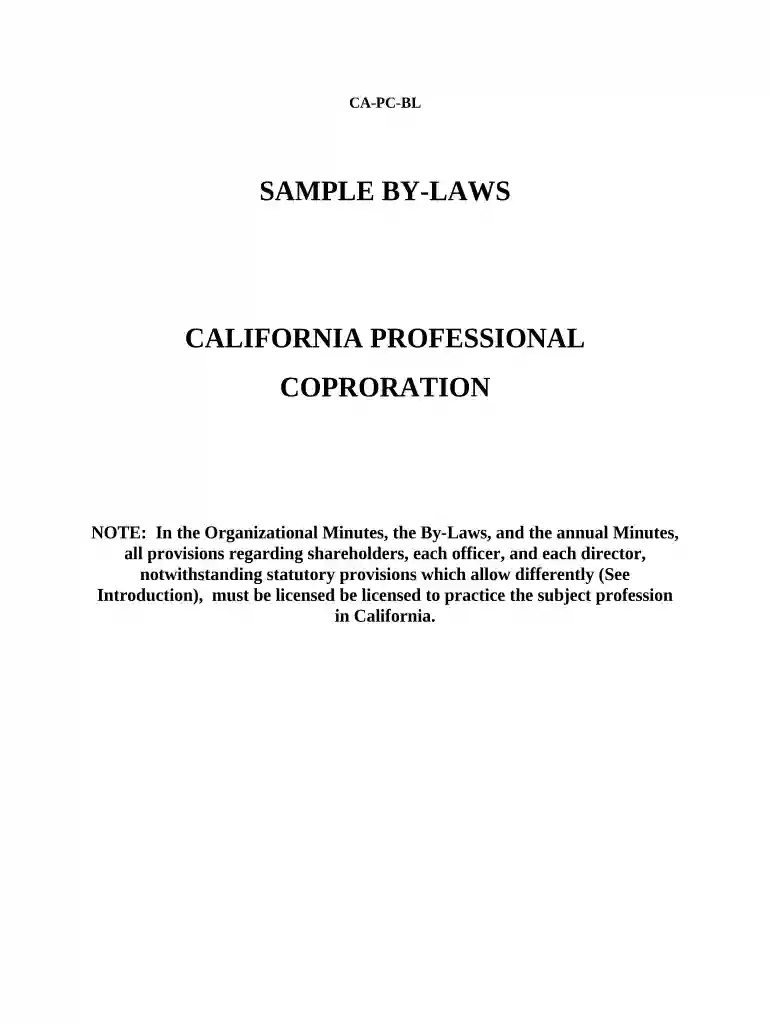 articles of incorporation for a professional medical corporation in california Preview on Page 1