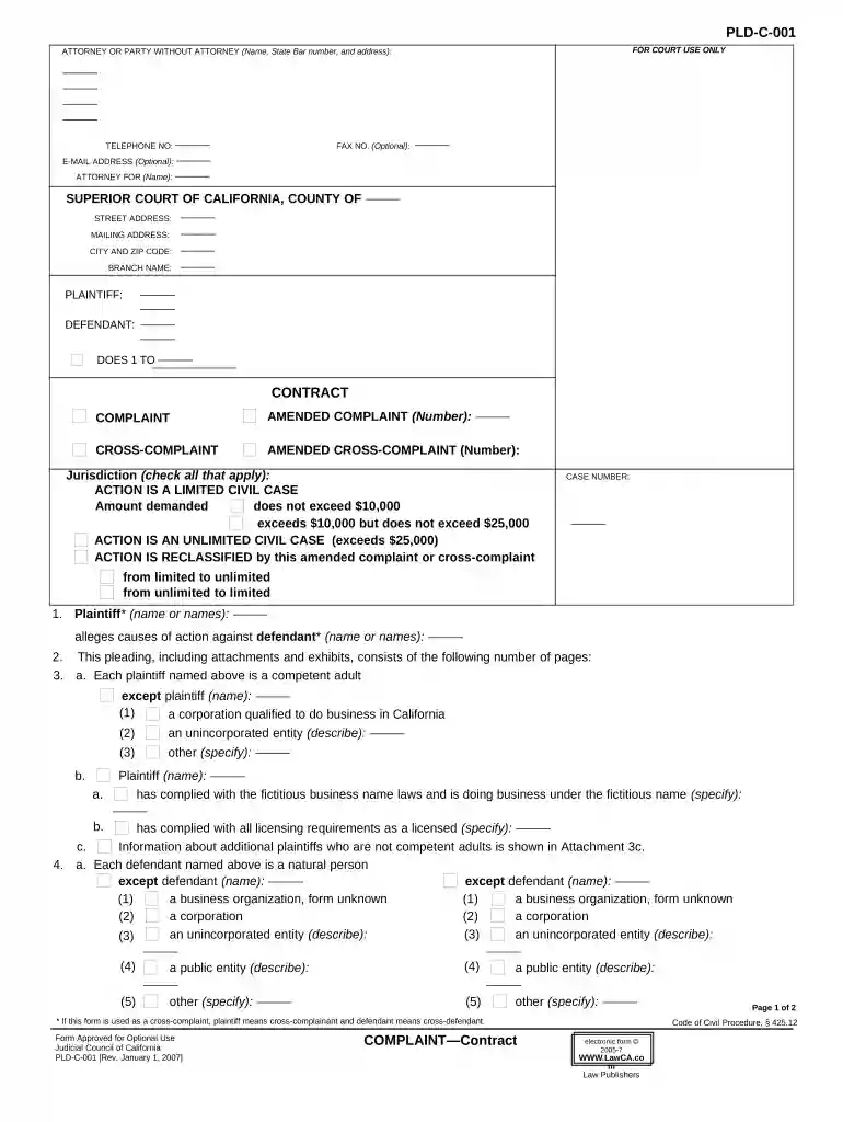 cross complaint example Preview on Page 1