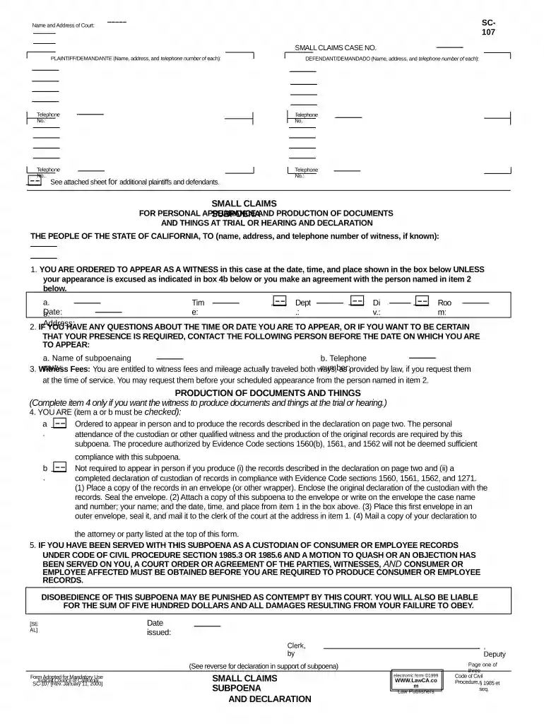 california small claims Preview on Page 1