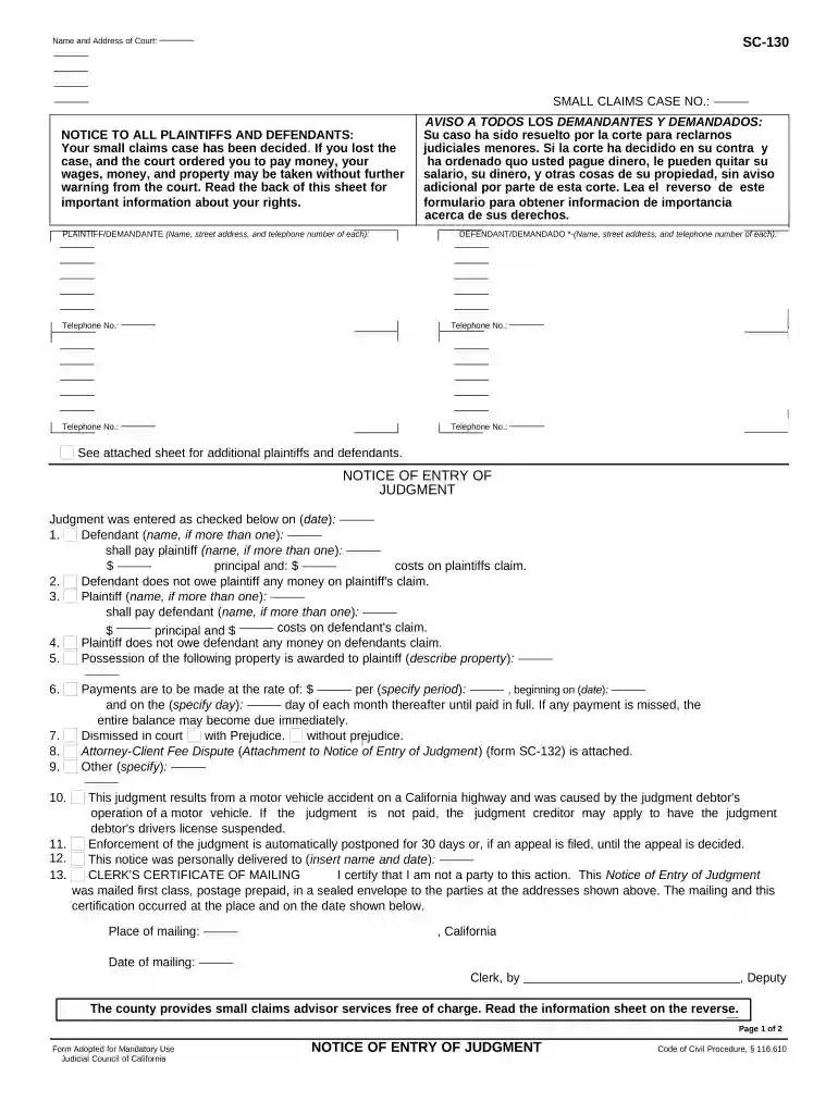 notice of entry of judgment Preview on Page 1