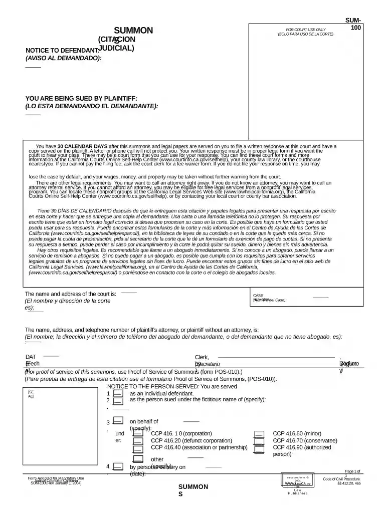 ca summons Preview on Page 1