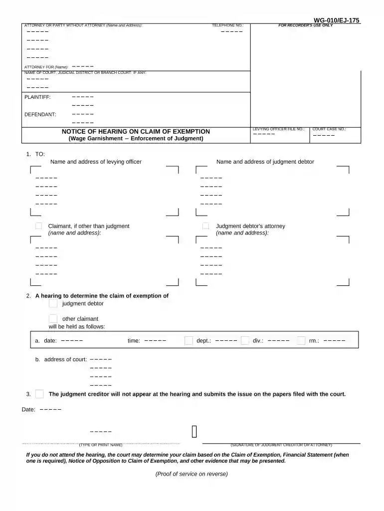 claim exemption form Preview on Page 1