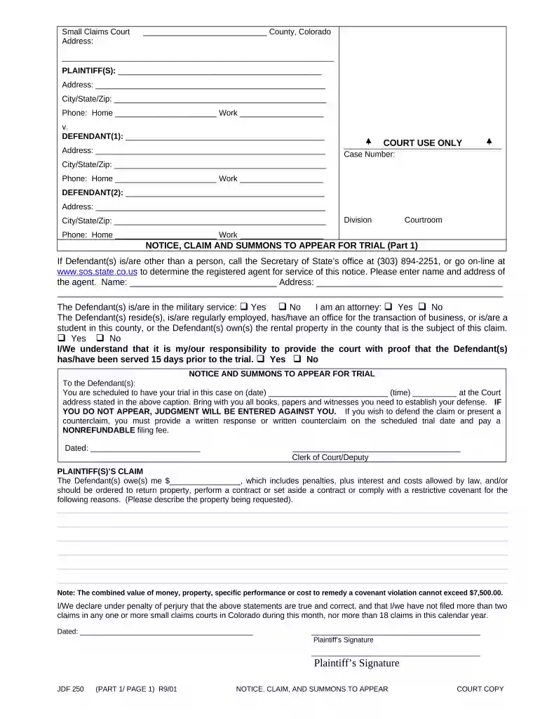 colorado claim Preview on Page 1