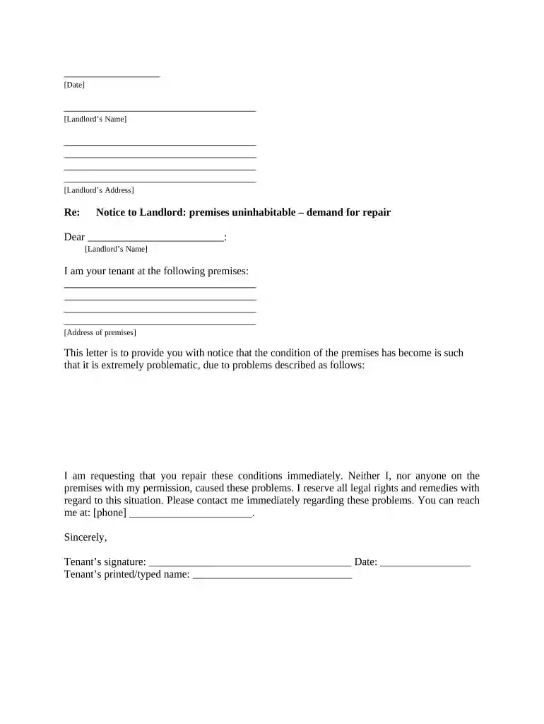 warranty of habitability colorado form Preview on Page 1