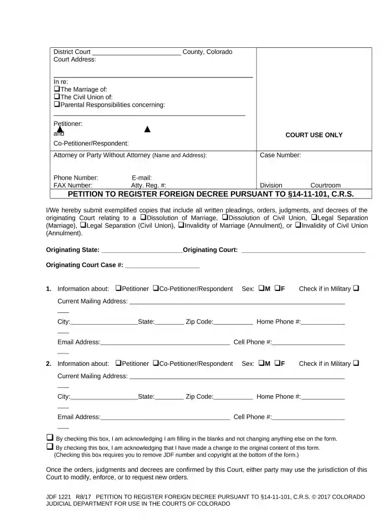 petition for recognition of foreign divorce california Preview on Page 1