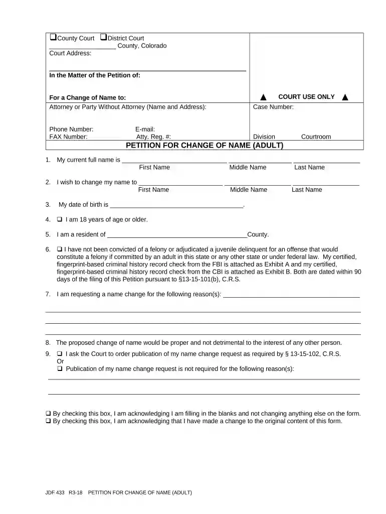 petition for name change colorado Preview on Page 1