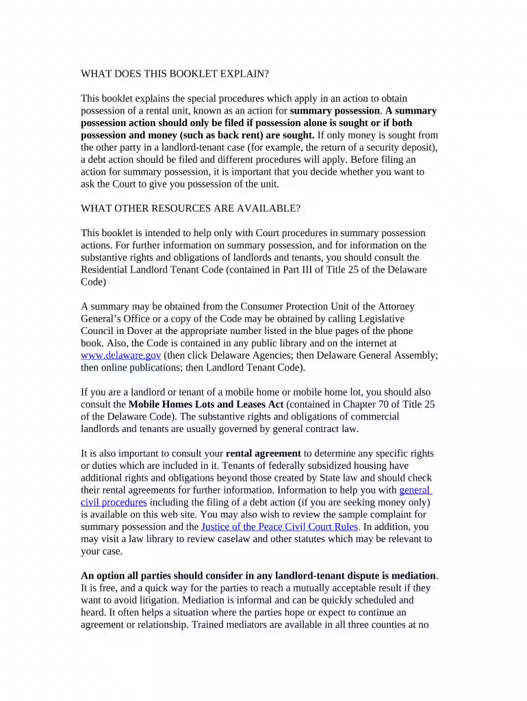 delaware residential landlord tenant code Preview on Page 1
