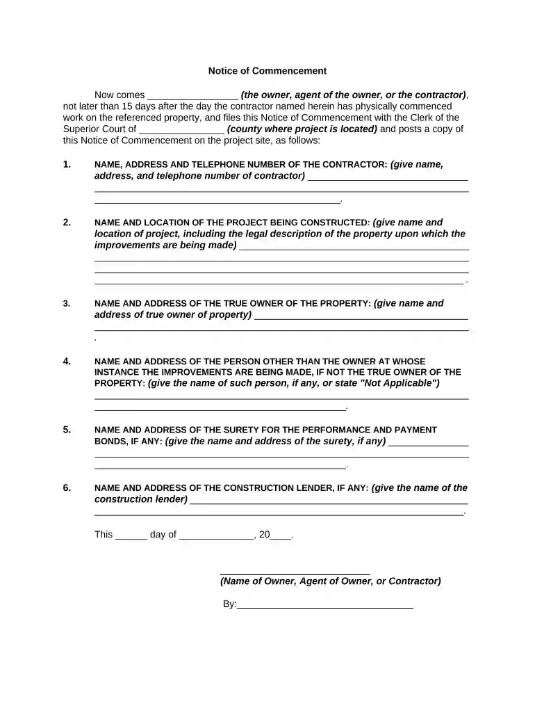 what does notice of commencement mean Preview on Page 1