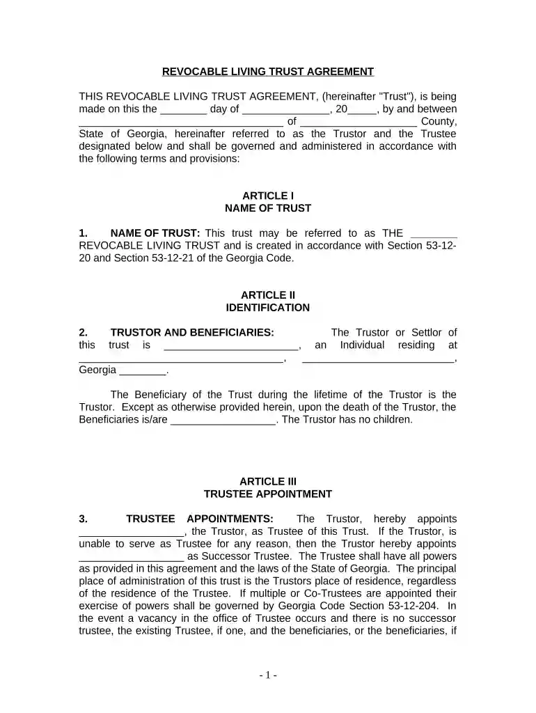 living trust forms Preview on Page 1