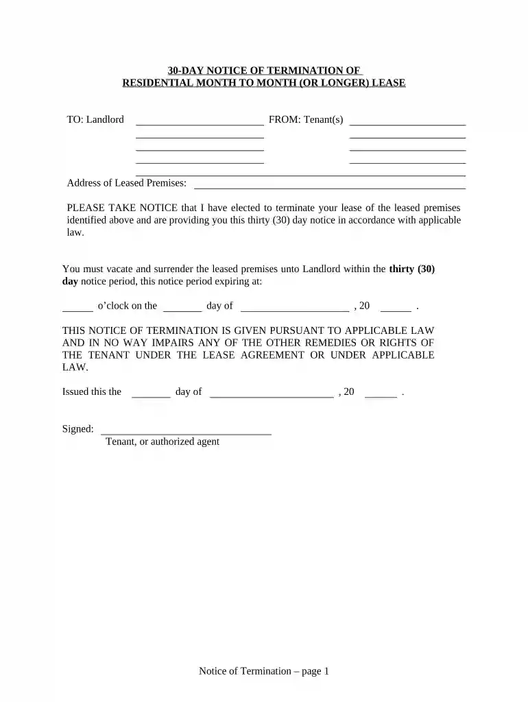 30 day notice to vacate kansas Preview on Page 1